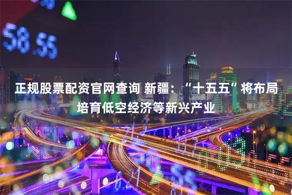正规股票配资官网查询 新疆：“十五五”将布局培育低空经济等新兴产业